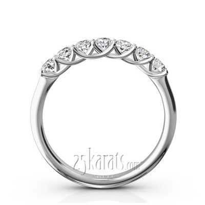 Low Set Trellis Setting 7 Stone Round Shank Women Anniversary Ring (1/2 ct. tw.) thumbnail 3