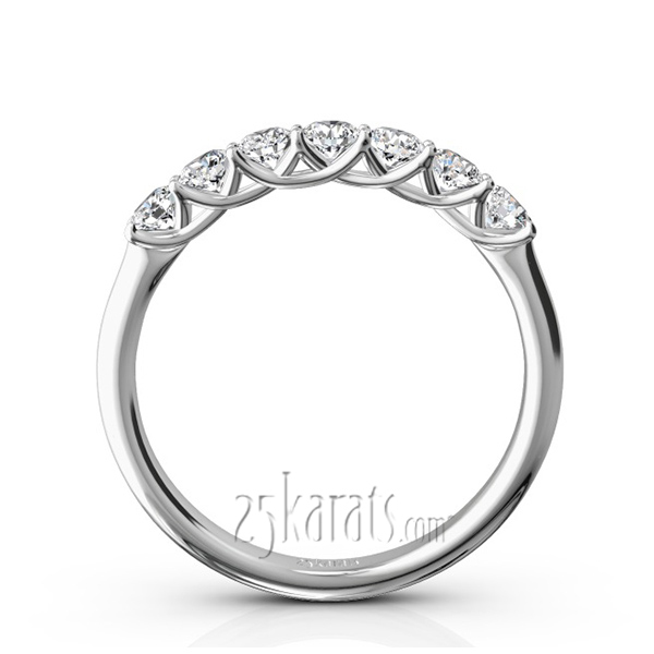 14K white gold Low Set Trellis Setting 7 Stone Round Shank Women Anniversary Ring (1/2 ct. tw.) - alternate view 3