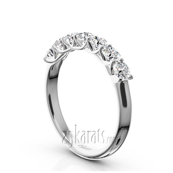 14K white gold Low-Set Trellis Setting 7-Stone Round Shank Anniversary Ring, 3/4 ct. tw. - alternate view 4