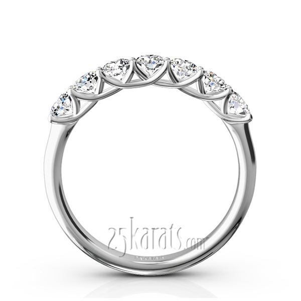 14K white gold Low-Set Trellis Setting 7-Stone Round Shank Anniversary Ring, 3/4 ct. tw. - main view