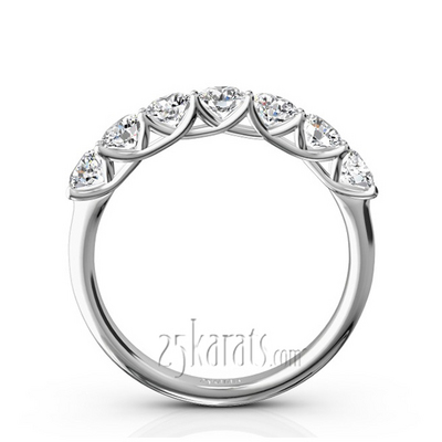 Low Set Trellis Setting 7 Stone Round Shank Women Anniversary Ring  (1.00 ct. tw.) thumbnail 3