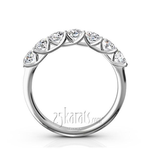 14K white gold Low Set Trellis Setting 7 Stone Round Shank Women Anniversary Ring (1.00 ct. tw.) - alternate view 3