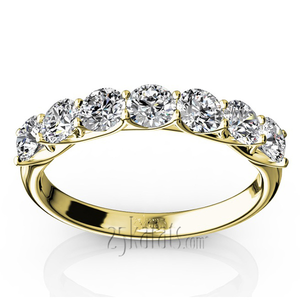 14K white gold Low Set Trellis Setting 7 Stone Round Shank Women Anniversary Ring (1.00 ct. tw.) - alternate view 4