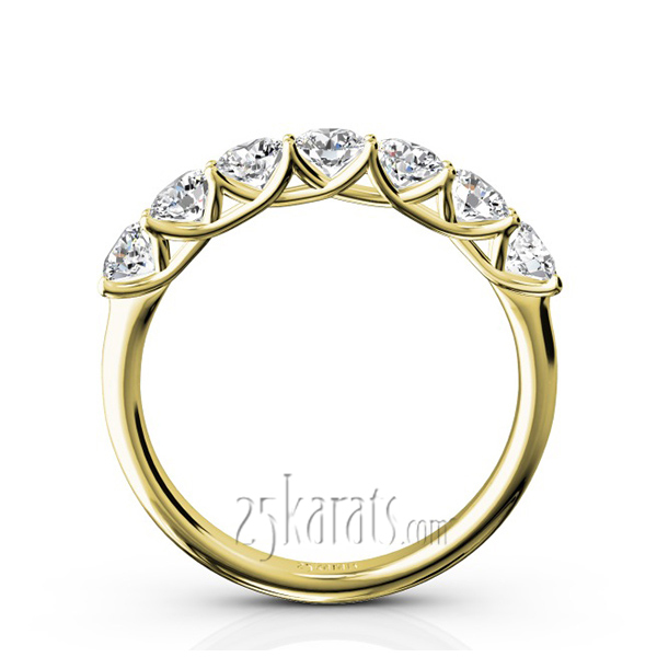 14K white gold Low Set Trellis Setting 7 Stone Round Shank Women Anniversary Ring (1.00 ct. tw.) - alternate view 6