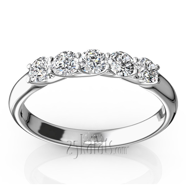 Low Set Trellis Setting 5-Stone Round Shank Anniversary Ring (1/2 ct. tw.) - view 1