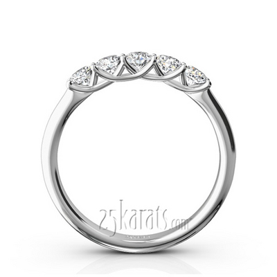 Low Set Trellis Setting 5-Stone Round Shank Anniversary Ring (1/2 ct. tw.) thumbnail 3