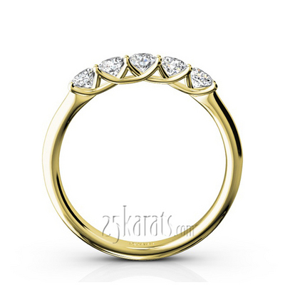 Low Set Trellis Setting 5-Stone Round Shank Anniversary Ring (1/2 ct. tw.) thumbnail 6