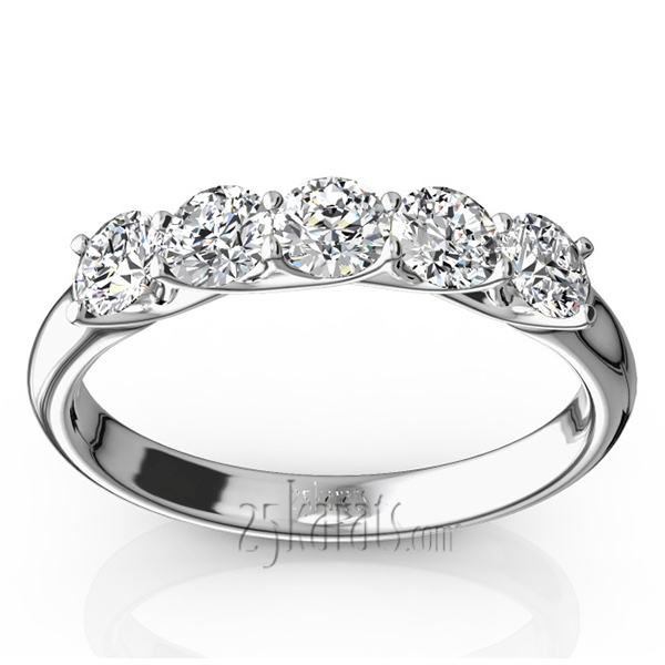 Low Set Trellis Setting 5-Stone Round Shank Anniversary Ring (3/4 ct. tw.)