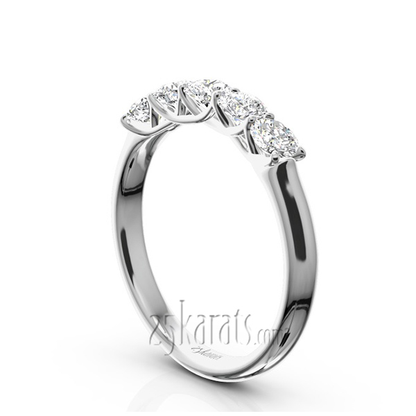 14K white gold Low Set Trellis Setting 5-Stone Round Shank Anniversary Ring (3/4 ct. tw.) - alternate view 2