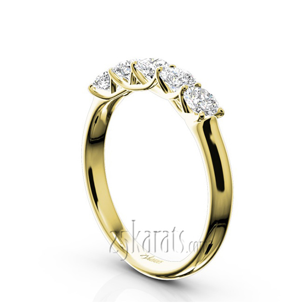 14K white gold Low Set Trellis Setting 5-Stone Round Shank Anniversary Ring (3/4 ct. tw.) - alternate view 5