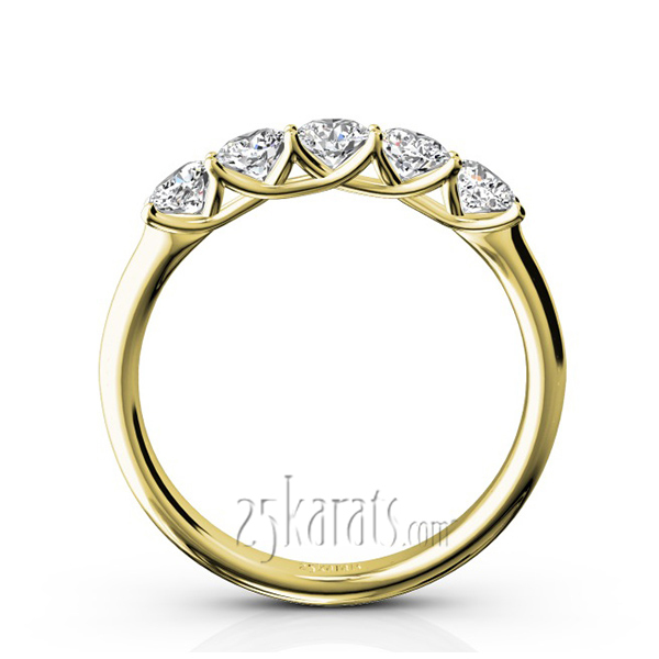 14K white gold Low Set Trellis Setting 5-Stone Round Shank Anniversary Ring (3/4 ct. tw.) - alternate view 6