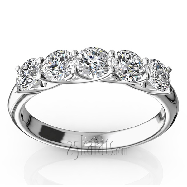 Low Set Trellis Setting 5 Stone Round Shank Anniversary Band (1.00ct. tw.)