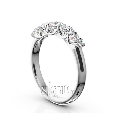 Low Set Trellis Setting 5-Stone Round Shank Anniversary Ring (1 ct. tw.) thumbnail 2