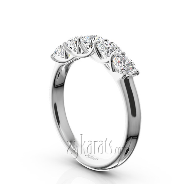 14K white gold Low Set Trellis Five Stone Round Diamond Anniversary Ring (1 ct. tw.) - alternate view 2