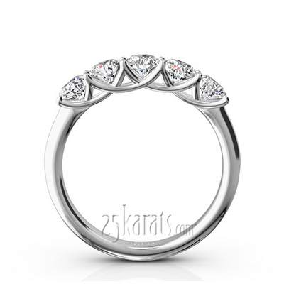 Low Set Trellis Setting 5-Stone Round Shank Anniversary Ring (1 ct. tw.) thumbnail 3