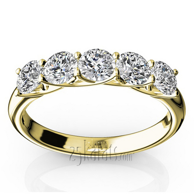 Low Set Trellis Setting 5-Stone Round Shank Anniversary Ring (1 ct. tw.) thumbnail 4