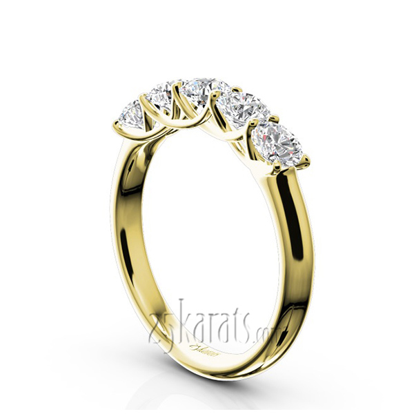 14K white gold Low Set Trellis Five Stone Round Diamond Anniversary Ring (1 ct. tw.) - alternate view 5