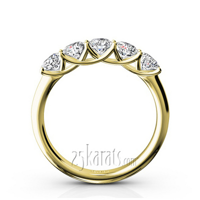 Low Set Trellis Setting 5-Stone Round Shank Anniversary Ring (1 ct. tw.) thumbnail 6