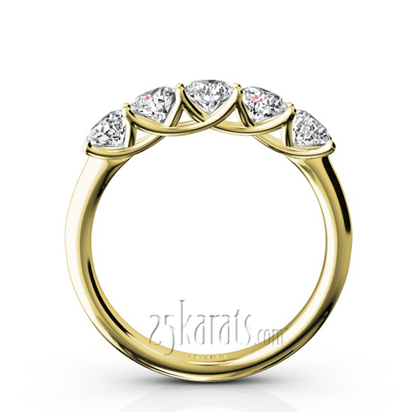 14K white gold Low Set Trellis Five Stone Round Diamond Anniversary Ring (1 ct. tw.) - alternate view 6