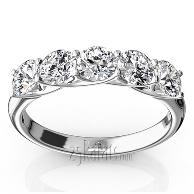 Low Set Trellis Setting 5-Stone Round Shank Anniversary Ring (1 1/4 ct. tw.) thumbnail 1