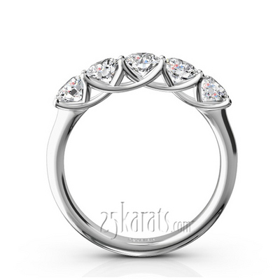Low Set Trellis Setting 5-Stone Round Shank Anniversary Ring (1 1/4 ct. tw.) thumbnail 3