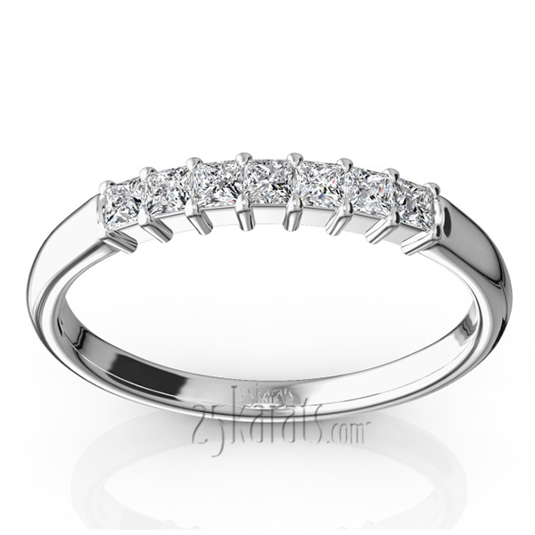 Classic 7-Stone Princess Cut Closed Basket Setting Woman Anniversary Ring (1/4 ct. tw.)