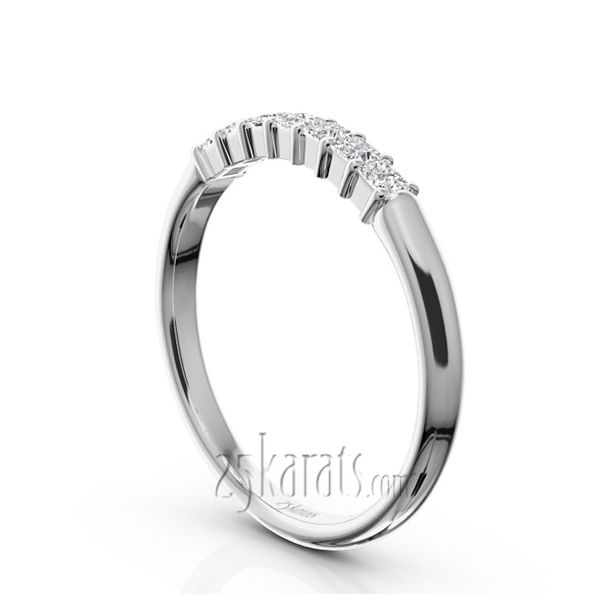 14K white gold Classic 7-Stone Princess Cut Closed Basket Setting Woman Anniversary Ring (1/4 ct. tw.) - alternate view 2