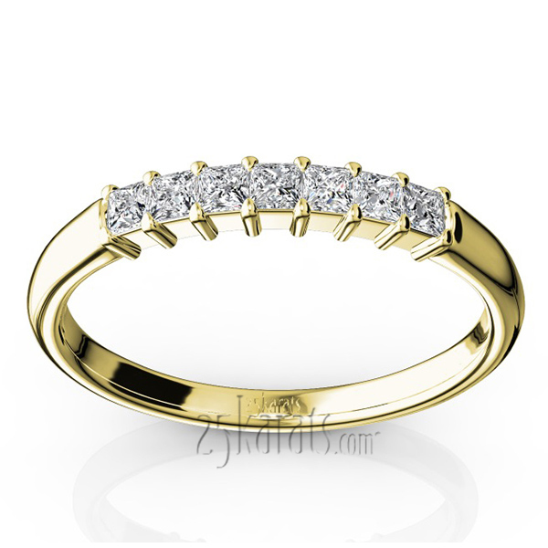 14K white gold Classic 7-Stone Princess Cut Closed Basket Setting Woman Anniversary Ring (1/4 ct. tw.) - alternate view 4