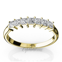 Classic 7-Stone Princess Cut Closed Basket Setting Woman Anniversary Ring (1/2 ct. tw.) thumbnail 4