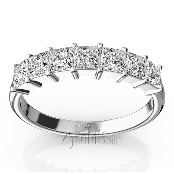 Classic 7-Stone Princess Cut Closed Basket Setting Anniversary Band (0.98ct.t.w.)