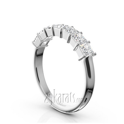 Classic 7-Stone Princess Cut Closed Basket Setting Woman Anniversary Ring (1 ct. tw.) thumbnail 2