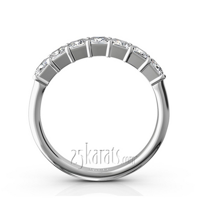 Classic 7-Stone Princess Cut Closed Basket Setting Woman Anniversary Ring (1 ct. tw.) thumbnail 3