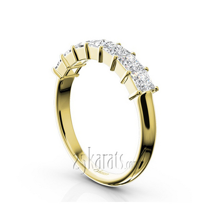 Classic 7-Stone Princess Cut Closed Basket Setting Woman Anniversary Ring (1 ct. tw.) thumbnail 5