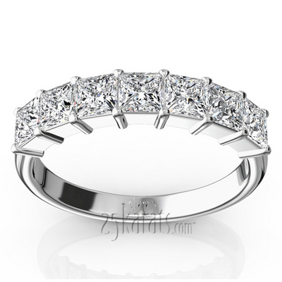 Classic 7-Stone Princess Cut Closed Basket Setting Woman Anniversary Ring (1 1/5 ct. tw.) thumbnail 1