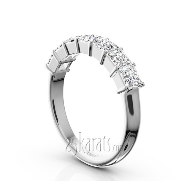 14K white gold Classic 7-Stone Princess Cut Closed Basket Setting Woman Anniversary Ring (1 1/5 ct. tw.) - alternate view 2
