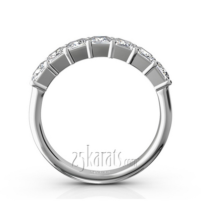 Classic 7-Stone Princess Cut Closed Basket Setting Woman Anniversary Ring (1 1/5 ct. tw.) thumbnail 3