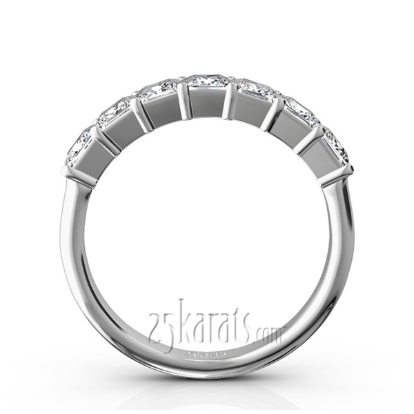 14K white gold Classic 7-Stone Princess Cut Closed Basket Setting Woman Anniversary Ring (1 1/5 ct. tw.) - alternate view 3