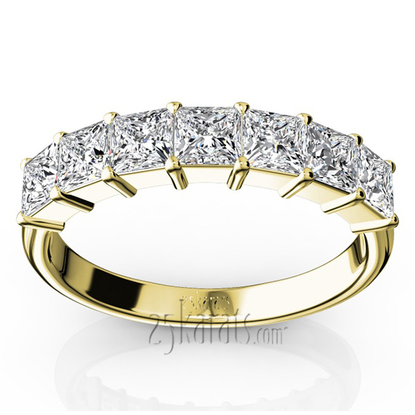 14K white gold Classic 7-Stone Princess Cut Closed Basket Setting Woman Anniversary Ring (1 1/5 ct. tw.) - alternate view 4