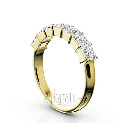 Classic 7-Stone Princess Cut Closed Basket Setting Woman Anniversary Ring (1 1/5 ct. tw.) thumbnail 5