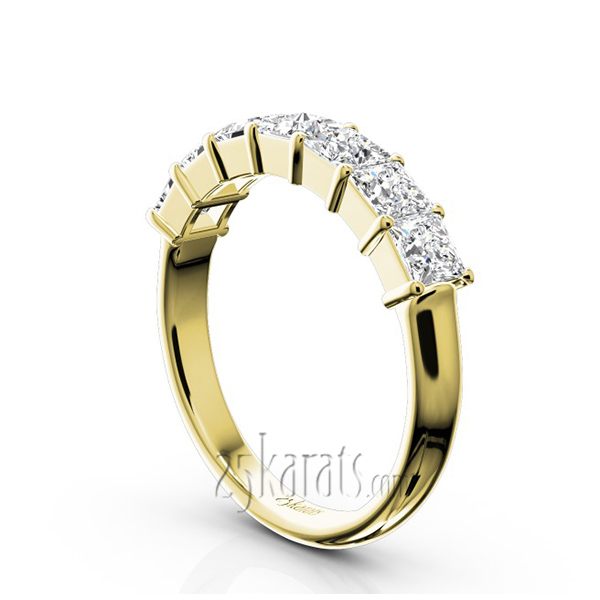 14K white gold Classic 7-Stone Princess Cut Closed Basket Setting Woman Anniversary Ring (1 1/5 ct. tw.) - alternate view 5