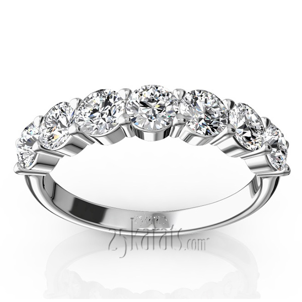 14K white gold Classic 7 Stone Basket Setting Woman Diamond Ring (1 1/4 ct. tw.) - main view