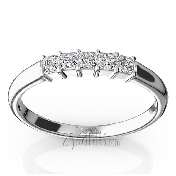 14K white gold Traditional 5 Stone Women Anniversary Band (1/4 ct. tw.) - main view