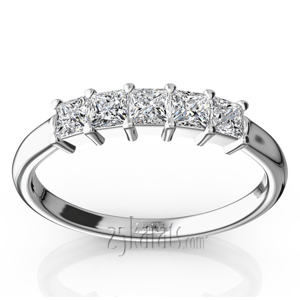 14K white gold Traditional 5 Stone Women Anniversary Band (1/2 ct. tw.) - main view