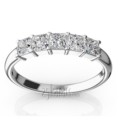 Traditional 5 Stone Closed Basket Setting Anniversary Band (3/4 ct. t.w.)