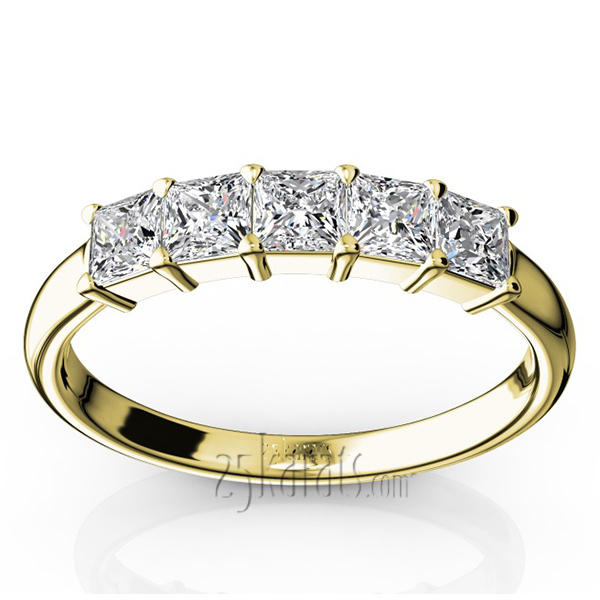 14K white gold Traditional 5 Stone Women Anniversary Band (3/4 ct. tw.) - alternate view 4