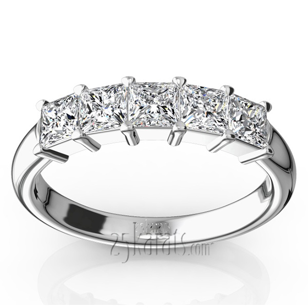 14K white gold Traditional 5 Stone Women Anniversary Band (1 1/3 ct. tw.) - main view