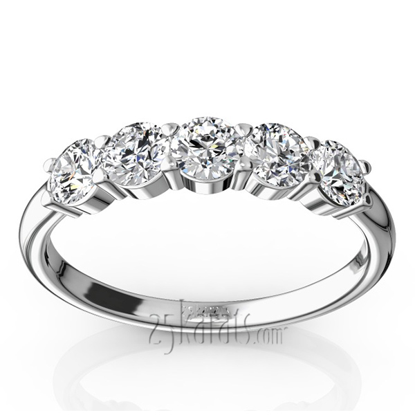 14K white gold Classic 5 stone Closed Basket Anniversary Band (3/4ct. tw.) - main view