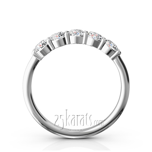 14K white gold Classic 5 stone Closed Basket Anniversary Band (3/4ct. tw.) - alternate view 3