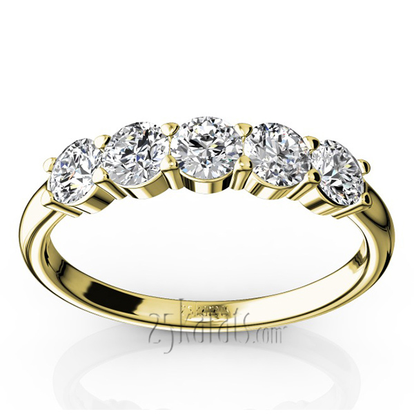 14K white gold Classic 5 stone Closed Basket Anniversary Band (3/4ct. tw.) - alternate view 4
