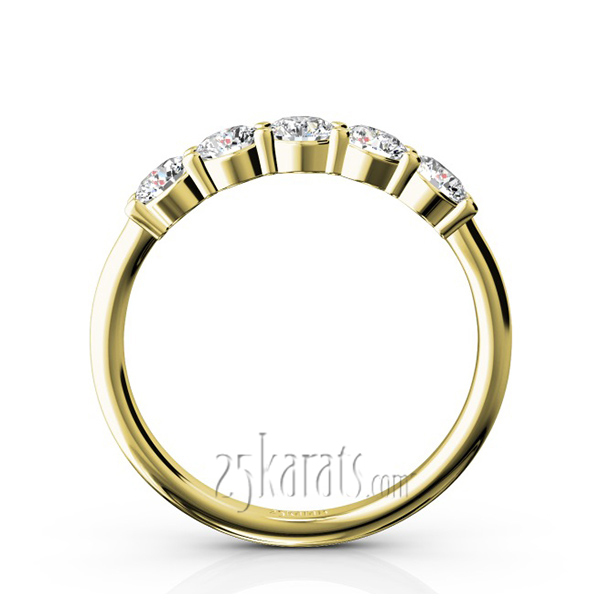 14K white gold Classic 5 stone Closed Basket Anniversary Band (3/4ct. tw.) - alternate view 6